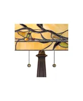 Budding Branch Mission Tiffany Style Table Lamp 24" High Bronze Brown Metal Antique Copper Glass Art Shade Decor for Living Room Bedroom House Bedside
