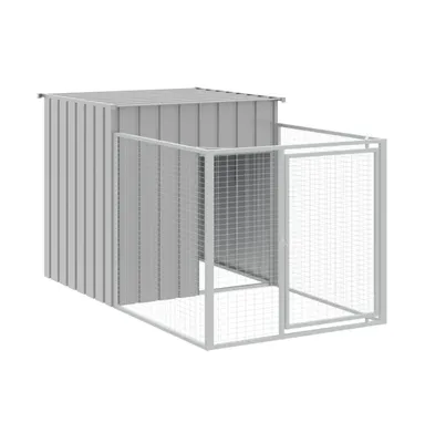 Dog House with Run Light Gray 43.3"x79.1"x43.3" Galvanized Steel