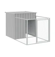 Dog House with Run Light Gray 43.3"x79.1"x43.3" Galvanized Steel