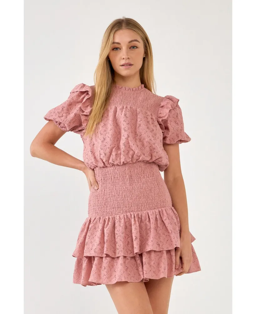 Women's Smocked Lace Mini Dress