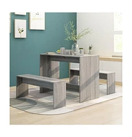 vidaXL 3 Piece Dining Set Gray Sonoma Engineered Wood