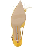 Sam Edelman Women's Faye Embellished Feather Slingback Kitten-Heel Pumps