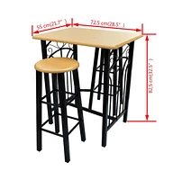 vidaXL Bar Table and Stool Set 3 Pieces Wood and Steel