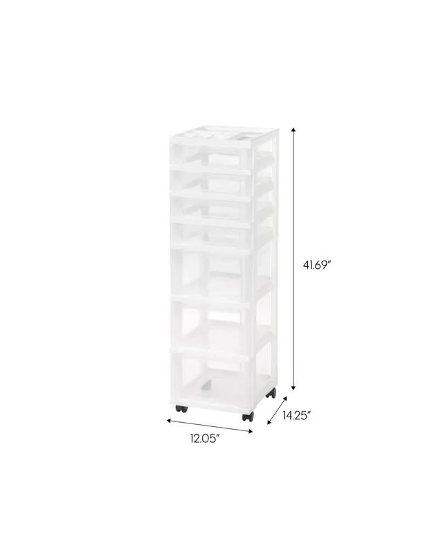 Iris USA 4 Slim Plastic Drawer Storage with Casters, White