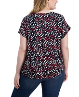 Tommy Hilfiger Plus Size Ditsy Floral Cap-Sleeve Top