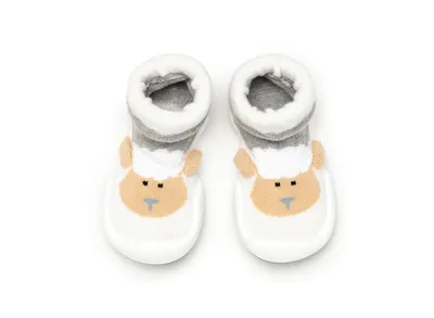 Komuello's Baby Girl Boy First Walk Sock Shoes Little Lamb - Heather Grey