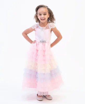 Rare Editions Toddler Girls Short Sleeve Tiered Ombre Party Dress