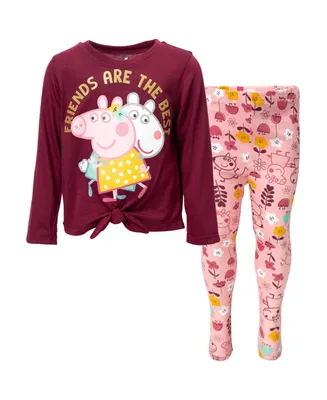 Peppa Pig Pullover Long Sleeve Graphic T-Shirt & Leggings Toddler| Child Girls