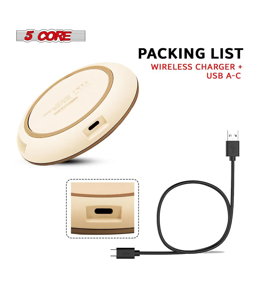 5 Core Wireless Charger (Pad), 15W Max Fast Charging, Compatible with Qi Enabled Phones, AriPods and More