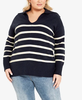 Avenue Plus Size Mara Wide Collar Sweater