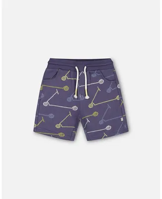 Boy French Terry Short Blue Printed Scooters