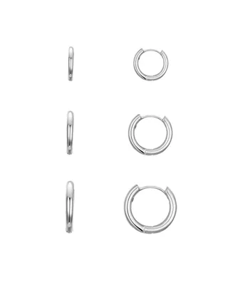 ModaSport Silver-Tone or Gold-Tone Stainless Steel Endless Hoop Earring Set