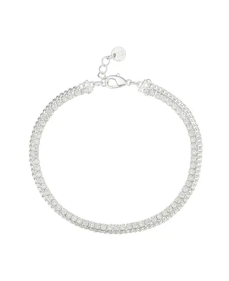 ModaSport Clear Cubic Zirconia Stone and Curb Link Bracelet