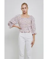 Women's Floral Smocked Top