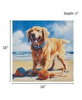 Madison Park Beach Dogs Golden Retriever Canvas Wall Art