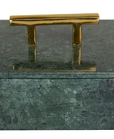 Rosemary Lane Real Marble Box with Gold-Tone Bar Handles Set of 3 - 12", 10", 8" W