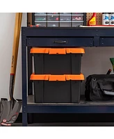 Iris 11 Gallon Heavy-Duty Plastic Storage Bins, Store-It-All Container Totes with Durable Lid and Secure Latching Buckles, Black/Orange, 2 Pack