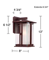 Fallbrook Rustic Farmhouse Mission Outdoor Wall Light Fixture Bronze 13" Clear Frosted Glass Shades for Exterior Barn Deck House Porch Yard Patio Outs