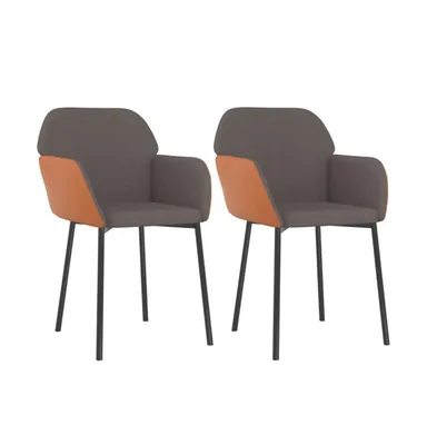 Dining Chairs 2 pcs Dark Gray Fabric and Faux Leather