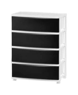 Iris Usa 4 Wide Drawer Storage, Organizer Unit for Bedroom, Closet, Living Room, Nursery, Dorm, White Frame with Matte White Front Panels
