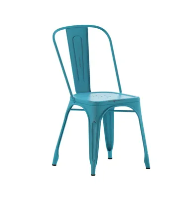 Commercial Grade Distressed Colorful Metal Indoor-Outdoor Stackable Chair