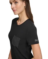 Dkny Women's Studded Pocket Short-Sleeve Shirt