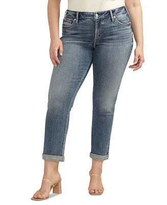 Silver Jeans Co. Trendy Plus Size Girlfriend Mid-Rise Slim Jeans