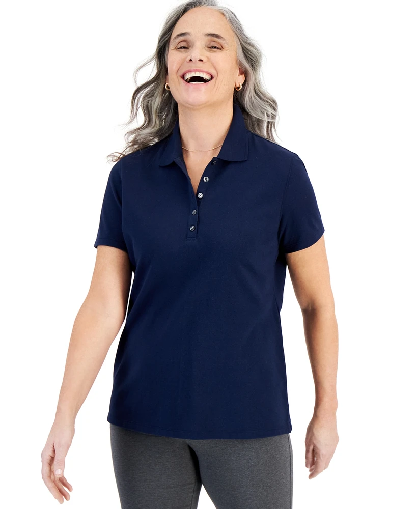 Style & Co Women's Short-Sleeve Cotton Polo Shirt, Created for Macy's