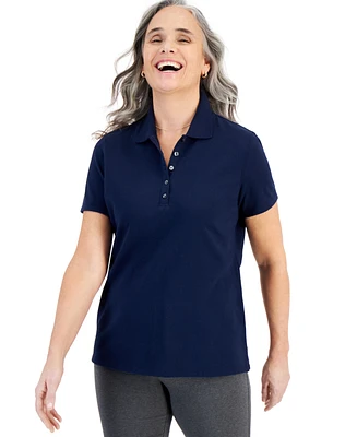 Style & Co Women's Short-Sleeve Cotton Polo Shirt, Created for Macy's