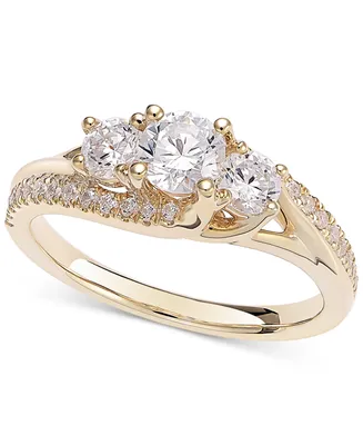 Diamond Three Stone Engagement Ring (1 ct. t.w.) in 14k Yellow Gold