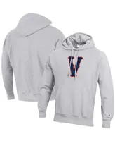 Men's Champion Heathered Gray Distressed Virginia Cavaliers Team Vault Logo Reverse Weave Pullover Hoodie