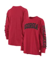 Women's Pressbox Red Georgia Bulldogs Two-Hit Canyon Long Sleeve T-shirt