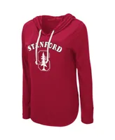 Women's Colosseum Cardinal Stanford My Lover Lightweight Hooded Long Sleeve T-shirt