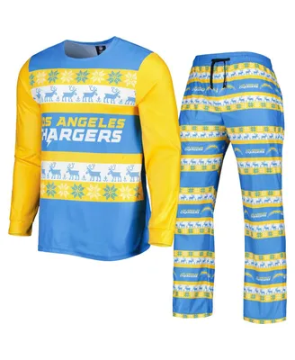 Men's Foco Powder Blue Los Angeles Chargers Team Ugly Pajama Set
