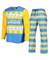 Men's Foco Powder Blue Los Angeles Chargers Team Ugly Pajama Set