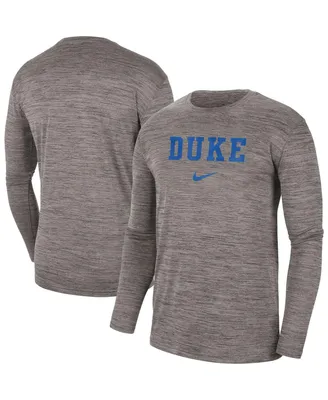 Men's Nike Heather Gray Duke Blue Devils Team Velocity Performance Long Sleeve T-shirt