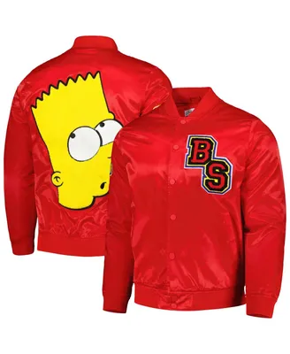 Men's Freeze Max Red The Simpsons Bart Simpson Satin Full-Snap Jacket