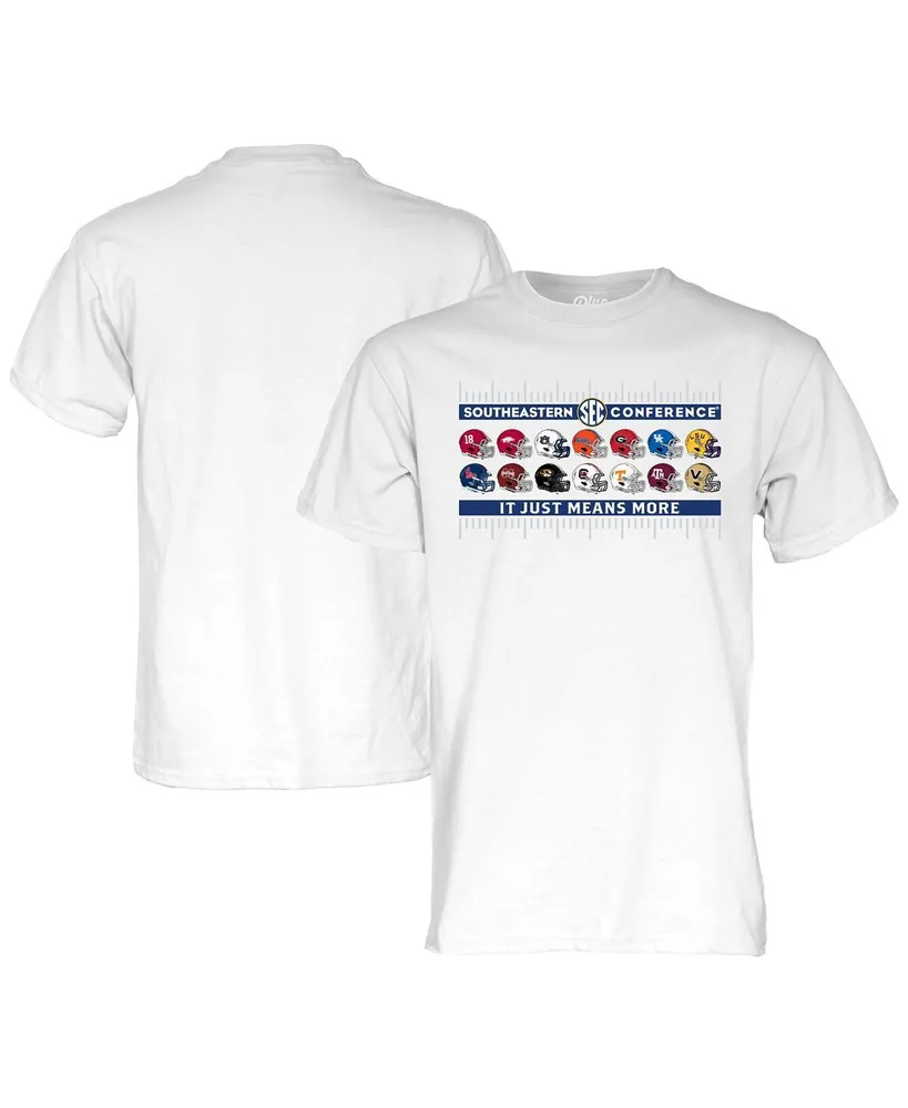 Men's Blue 84 White 2023/24 Sec Football Helmet Logo T-shirt