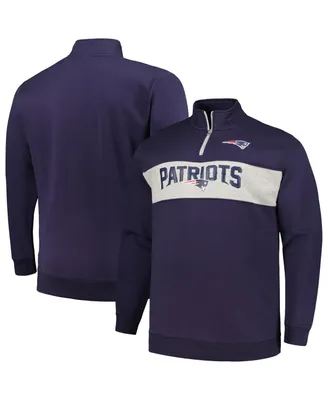Men's Profile Navy New England Patriots Big and Tall Fleece Quarter-Zip Jacket