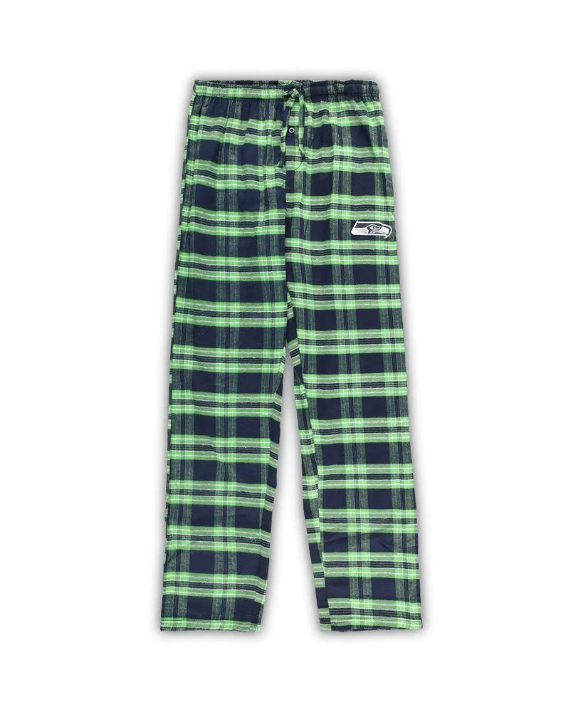 Men's Concepts Sport College Navy, Neon Green Seattle Seahawks Big and Tall Flannel Sleep Set