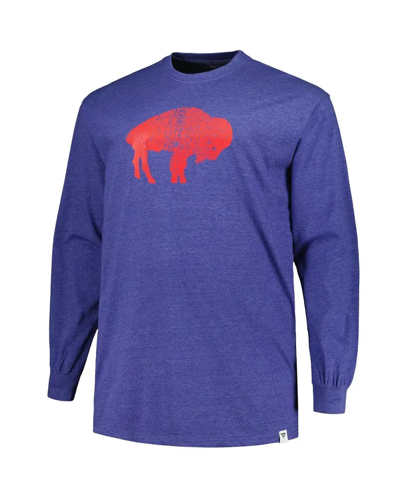 Men's Profile Heather Royal Distressed Buffalo Bills Big and Tall Throwback Long Sleeve T-shirt