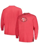 Men's Profile Heather Scarlet Distressed San Francisco 49ers Big and Tall Throwback Long Sleeve T-shirt