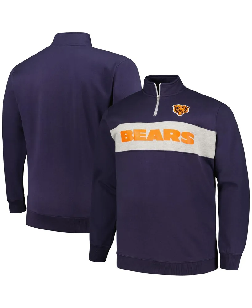 Men's Profile Navy Chicago Bears Big and Tall Fleece Quarter-Zip Jacket