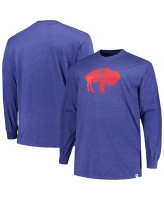 Men's Profile Heather Royal Distressed Buffalo Bills Big and Tall Throwback Long Sleeve T-shirt