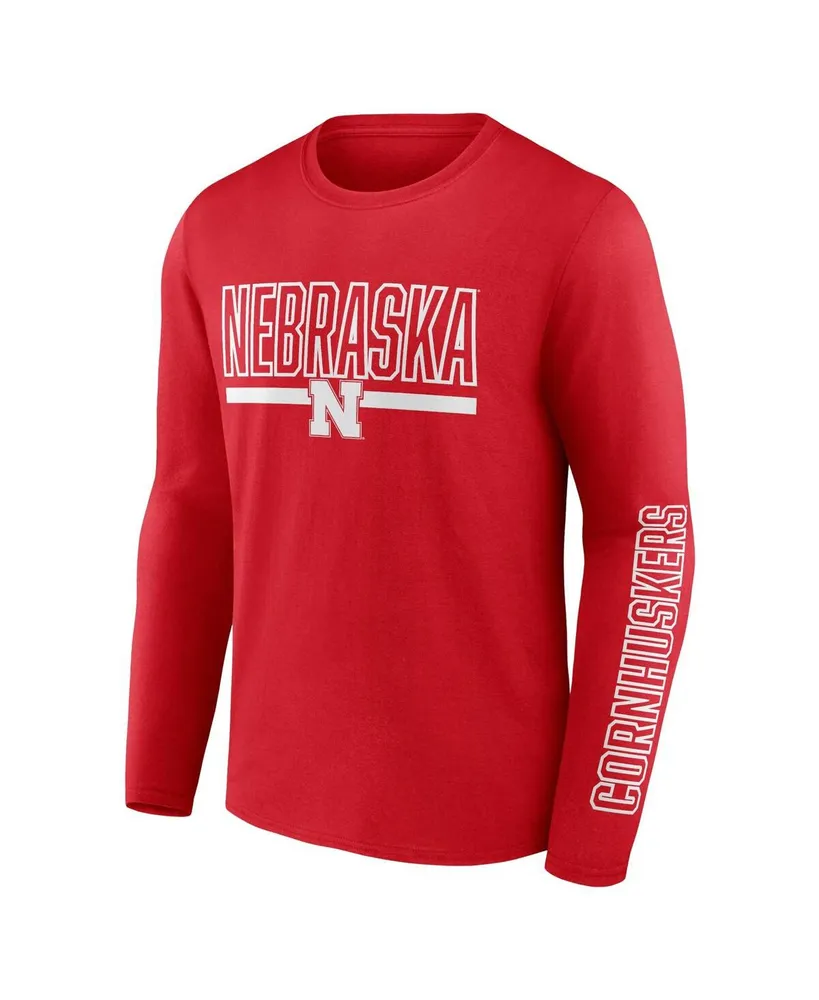 Men's Profile Scarlet Nebraska Huskers Big and Tall Two-Hit Graphic Long Sleeve T-shirt