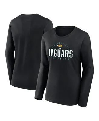 Women's Fanatics Black Jacksonville Jaguars Plus Size Foiled Play Long Sleeve T-shirt