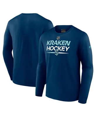 Men's Fanatics Navy Seattle Kraken Authentic Pro Primary Long Sleeve T-shirt