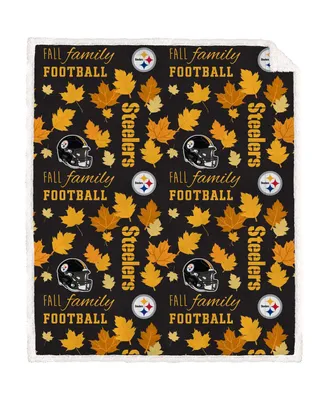 Pegasus Home Fashions Pittsburgh Steelers 60" x 70" Fall, Family and Football Flannel Fleece Sherpa Blanket