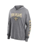 Women's Fanatics Heather Gray New Orleans Saints Classic Outline Pullover Hoodie