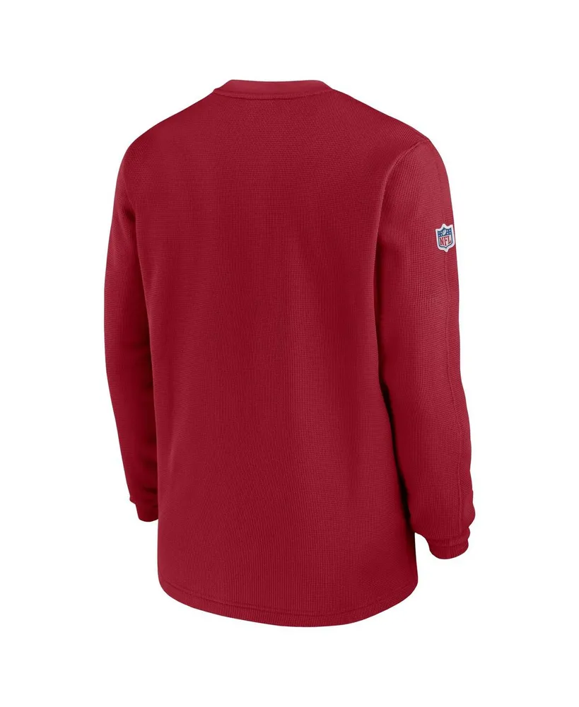 Men's Nike Cardinal Arizona Cardinals 2023 Sideline Throwback Heavy Brushed Waffle Long Sleeve Top